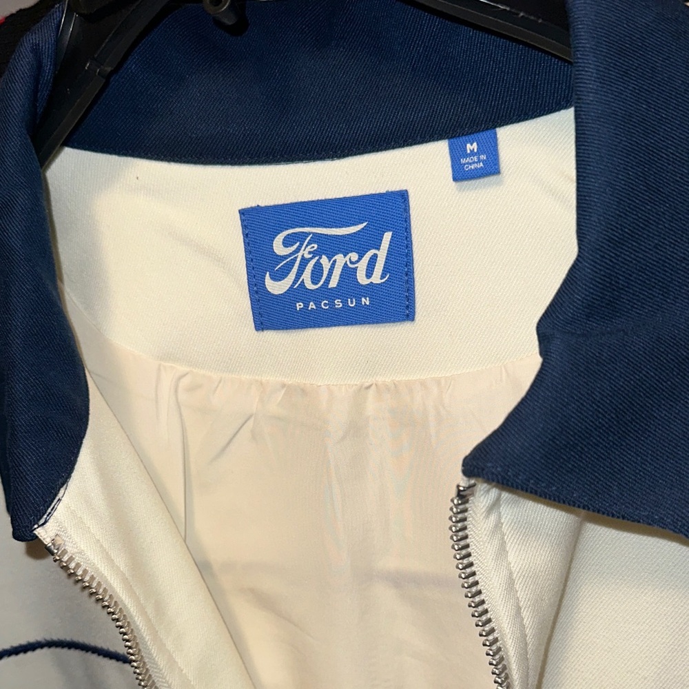 Ford Men's White and Navy Bomber Jacket - Picture 4 of 9